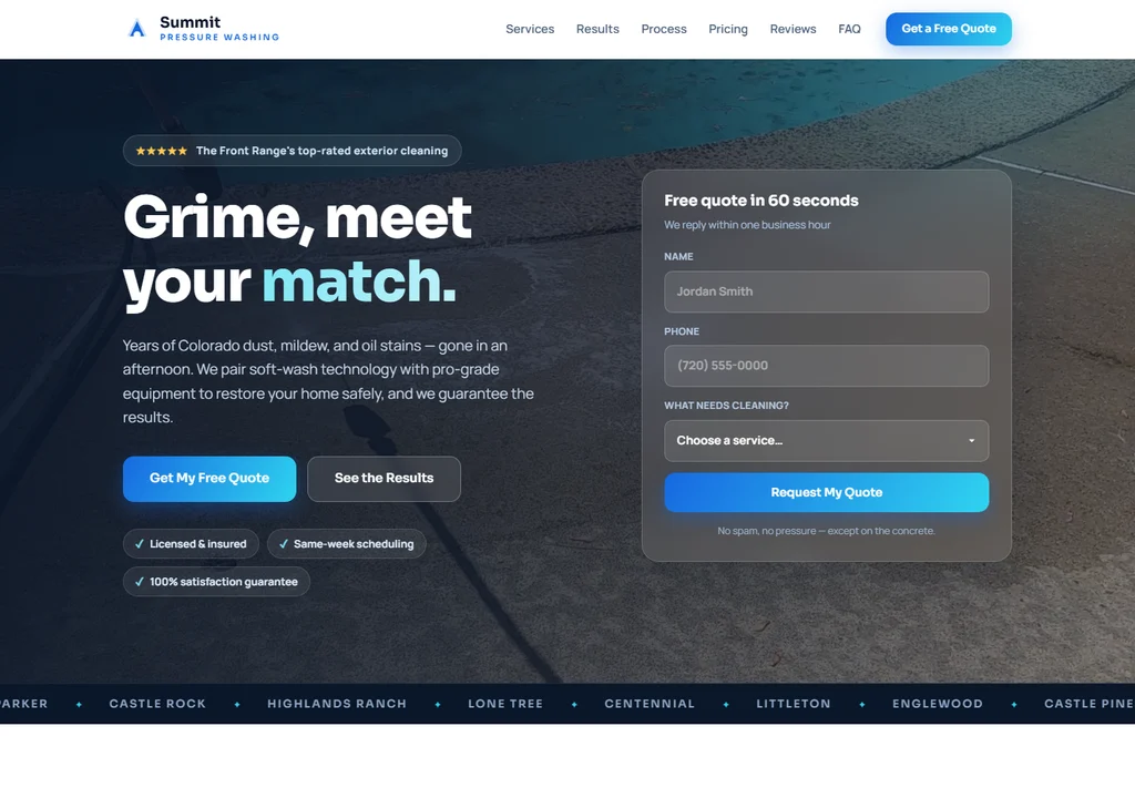 Summit Pressure Washing website
